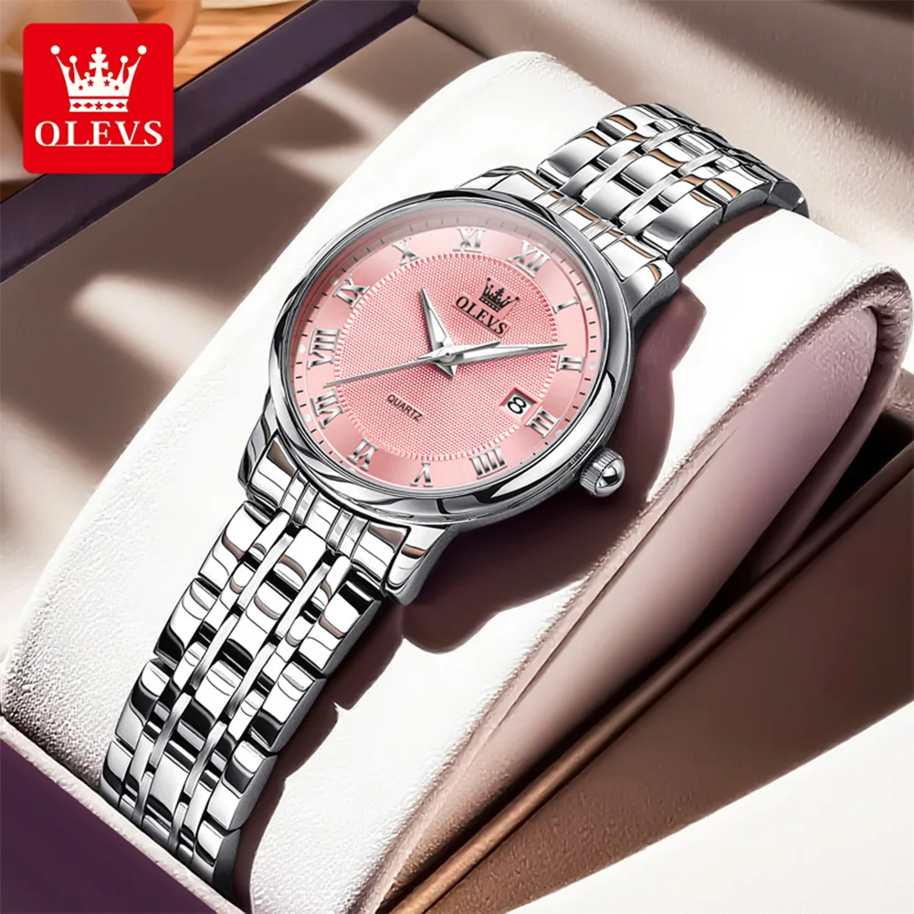 OLEVS 5611 Modische Quarzuhren für Damen, lässig, wasserdicht, mit Kalender, elegant, leuchtend, Damen-Armbanduhr