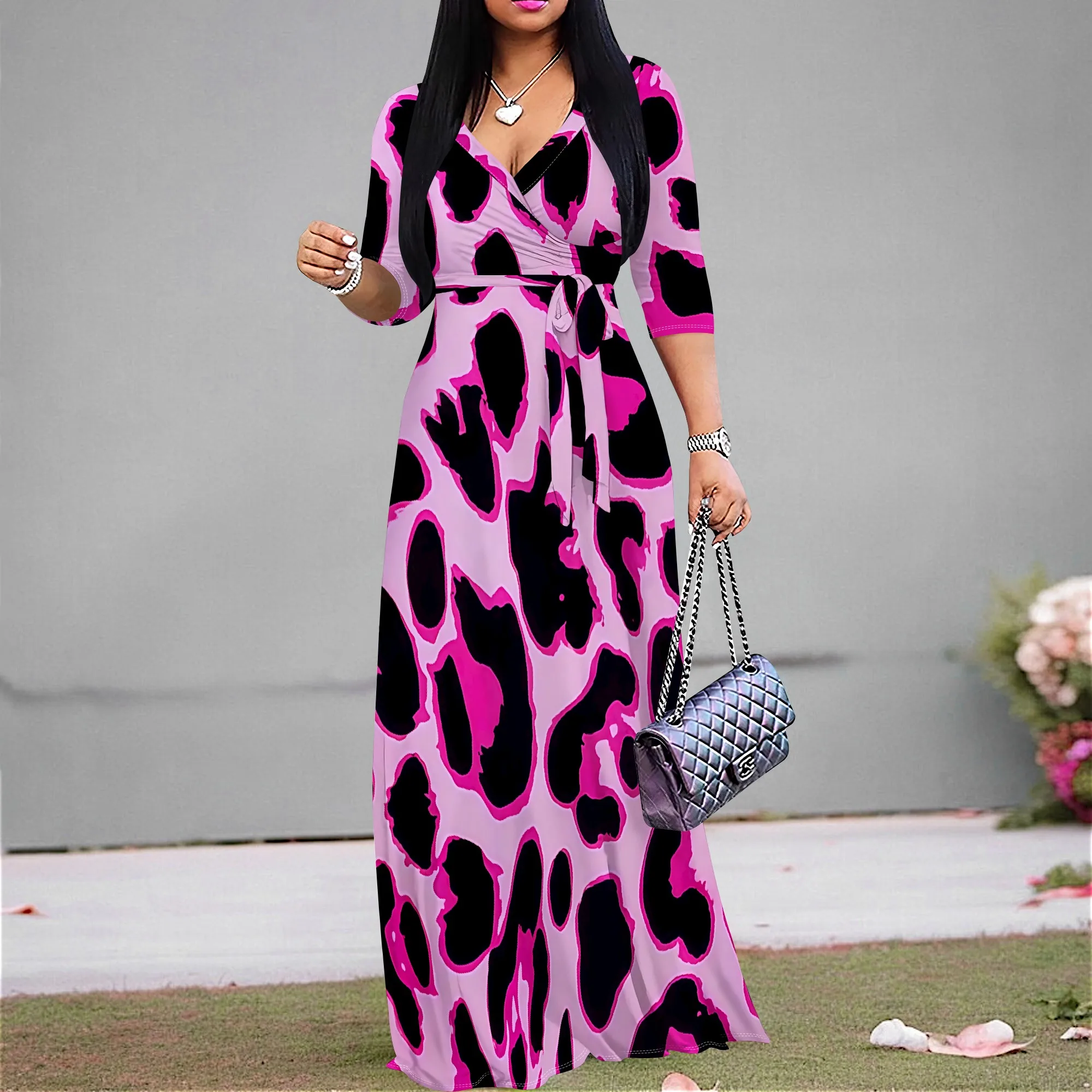 

Fashion Pink Leopard Print Dress | Spring/Summer Trendy S-3XL | Comfortable & Elegant for Parties, Vacations