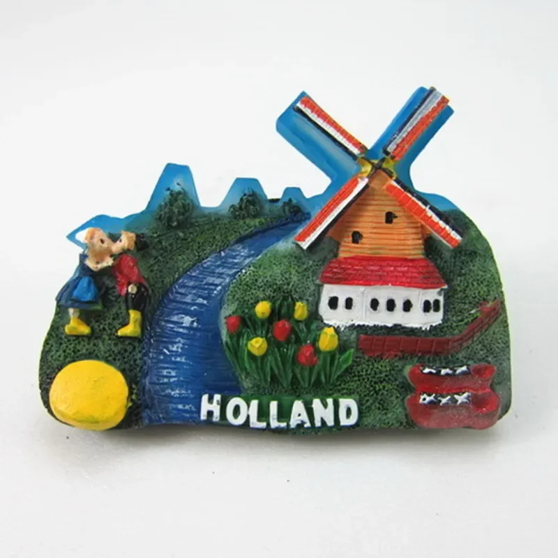 Holland Tourism Souvenirs Resin Tulip Fridge Magnets Netherland Windmills Decorative Refrigerator Magnets