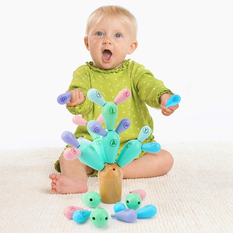 Balance Kaktus Spielzeug Holz für Kinder Holz Kaktus Baustein Bau Spielzeug Geschicklichkeit spiel für Jungen und Mädchen