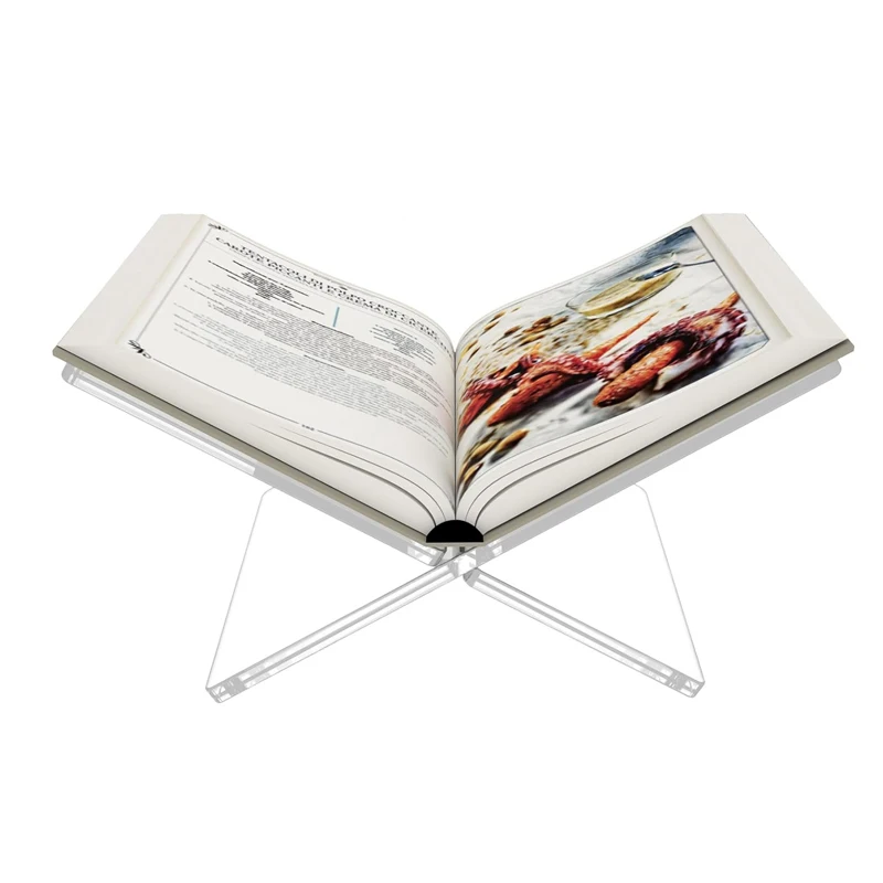Simple BookshelfAcrylic Book Stand For Reading-Clear Display Magazine Holder X Shape Textbook Page Holder For Desk And Acrylic