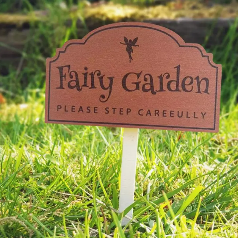 2024 Fairy Garden Sign Decoration Handmade Wooden Insert Art Garden Warning Sign Plug For Home Garden Patio Yard Farmhouse