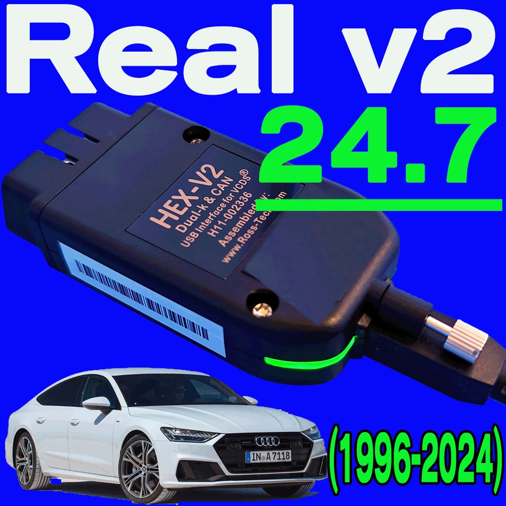 Herramienta de diagnóstico V2 Real, actualización en línea con VINS Vag Com ilimitada, interfaz Usb hexagonal, función de codificación V24.7,