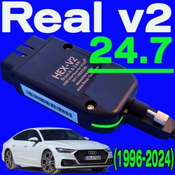 Ferramenta de Diagnóstico com VINS Ilimitado, Vag-Com, HEX Interface USB, Função de Codificação, 1996-2024 + Real V2, Melhor