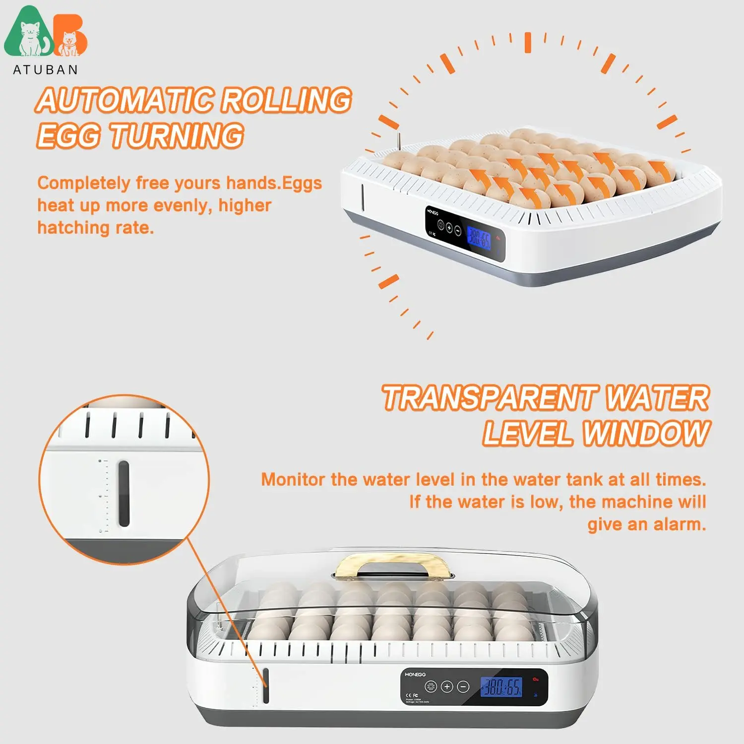 Egg Incubator,35 Incubators for Hatching Eggs, Poultry Hatcher Machine with Automatic Egg Turning,Temperature & Humidity Control