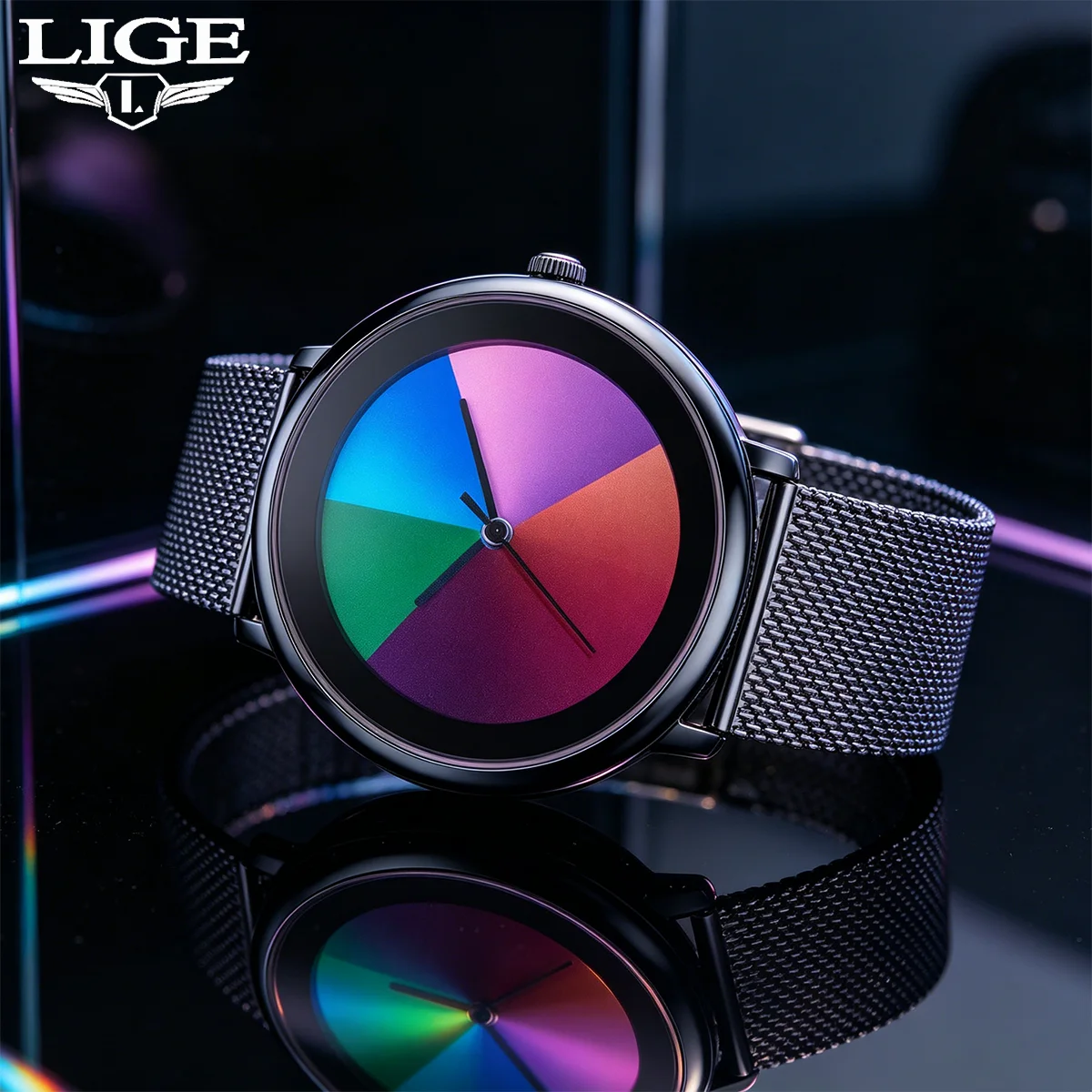 LIGE Women's Watch Rainbow Palette Fashion 30M Waterproof Elegant Luxury Ladies Watch Women's Quartz Wrist Watch Reloj De Mujer