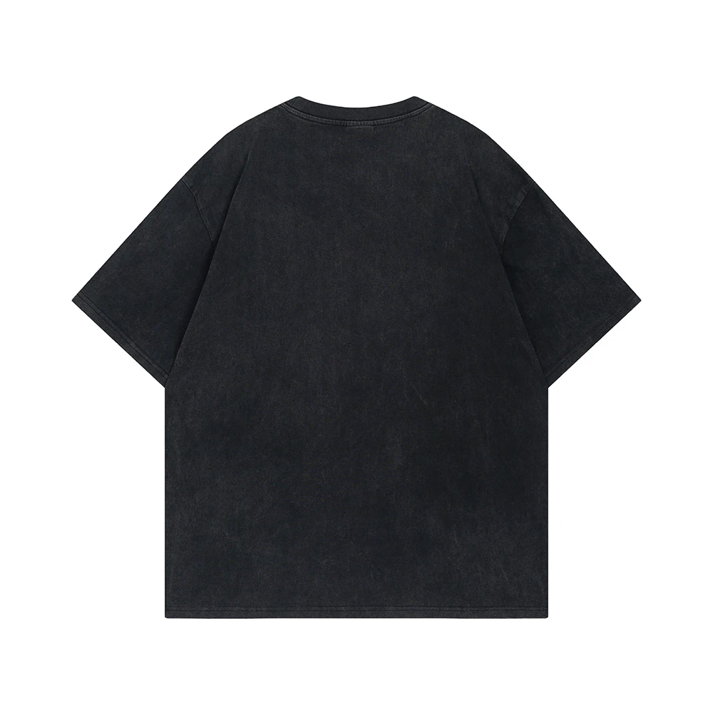 Retro Washed Black T Shirts Letter Print Men's Clothing Harajuku Hip Hop Y2k Short Sleeve Tees Tops & T-shirt New Arrival Goods