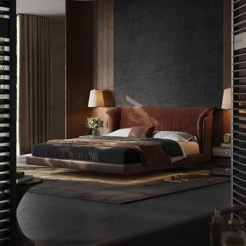 FG Luxury Italian light luxury floating bedroom beds and bed frames Double bed 2 people full size beds frame lit 180x200 200x220