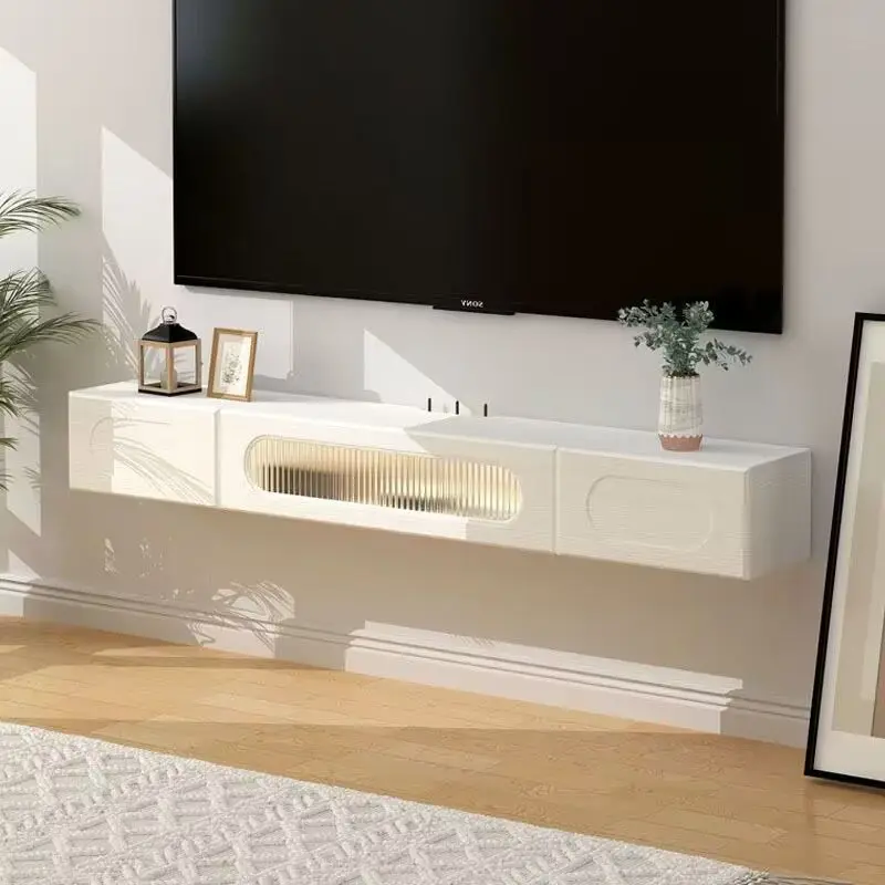 Mueble de TV colgante de madera maciza, mesa de centro, combinación simple, pequeño apartamento, sala de estar, TV, mueble de almacenamiento colgante de pared