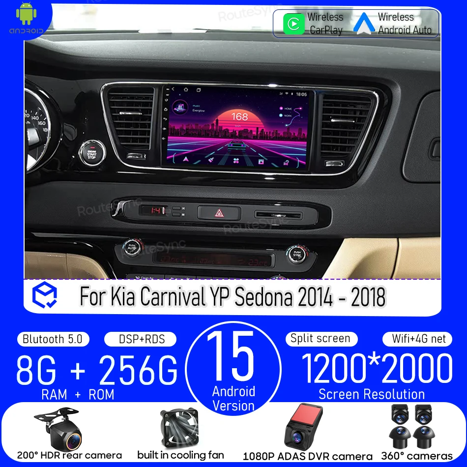Android For Kia Carnival YP Sedona 2014 - 2018 Car Multimedia Player Carplay Auto Radio Video Stereo Navigation GPS 2din Wifi BT