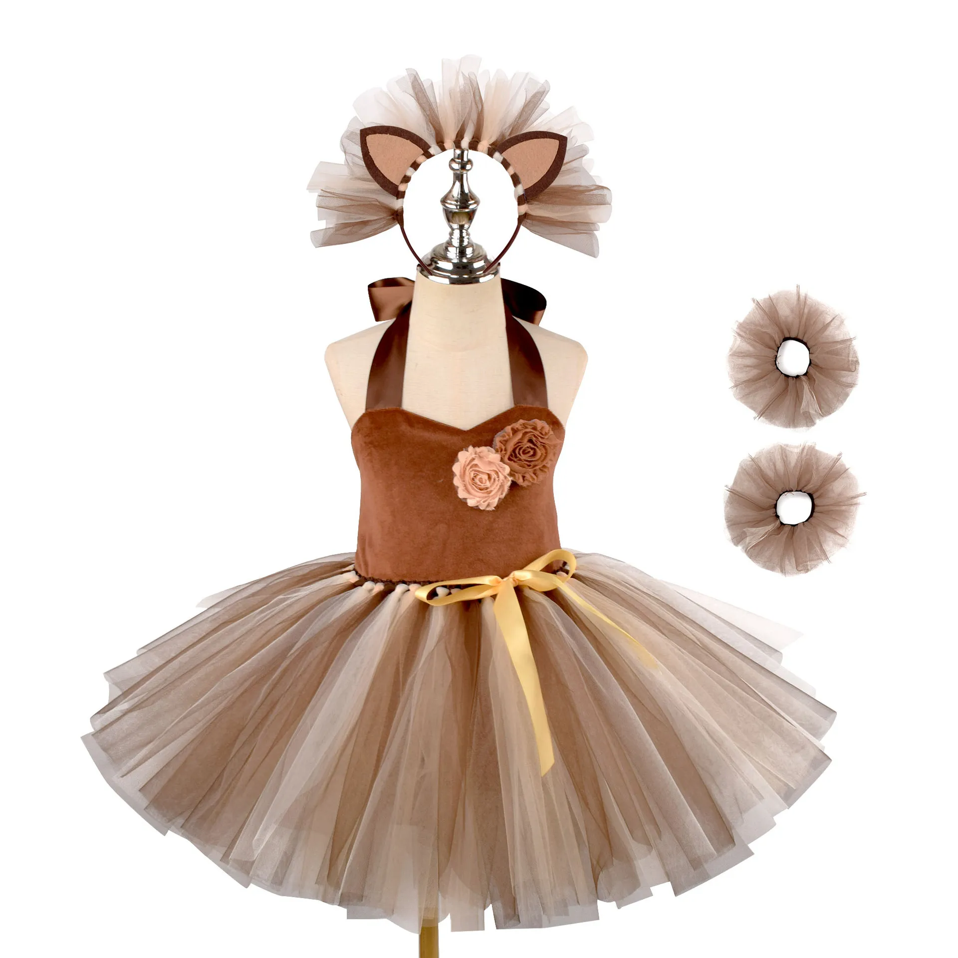 Girl Lion Cosplay Dress Set Jungle Animal Theme Party Costume Halloween
