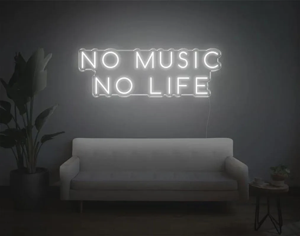 Custom Logo No Music No Life  3D Led Flex Transparent Acrylic Plexiglass Neon Sign Light Letter Board Party Background Decor