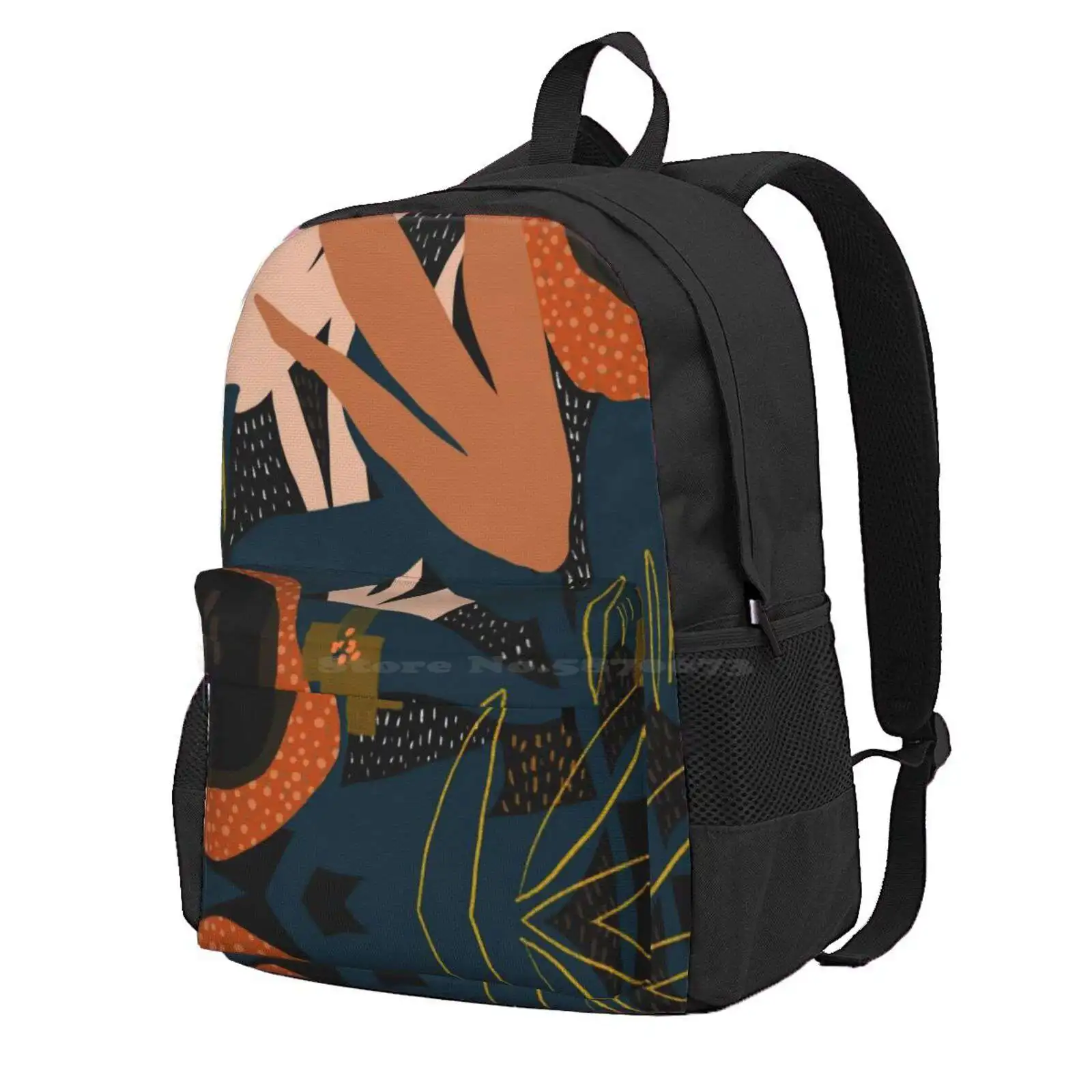 

Evening Meadow Hot Sale Schoolbag Backpack Fashion Bags Plants Flower Nature Modern Pattern Graphic Design Orange Blue Dark