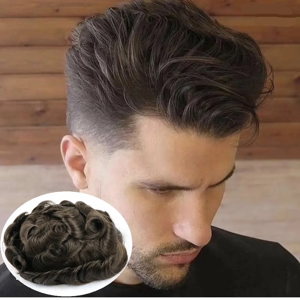 Peruca de cabelo humano toupee para homens cabelo natural, unidade de cabelo, laço com NPU, substituição do sistema capilar, durável e respirável, venda