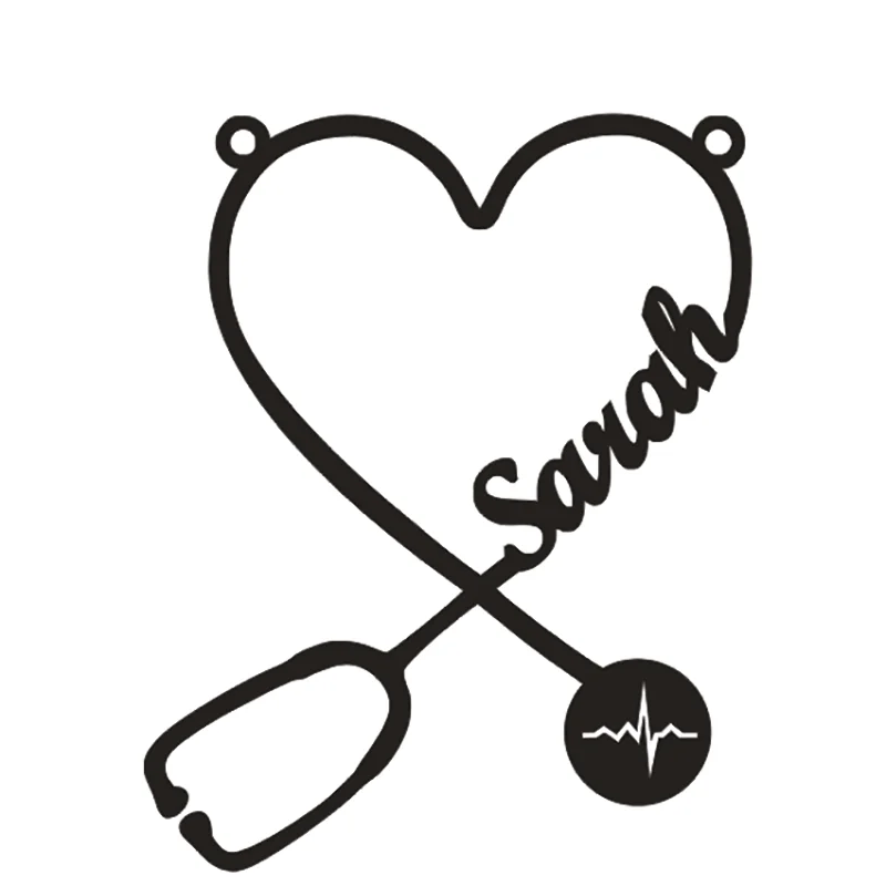 New Custom Heart Stethoscope Name Necklace Stainless Steel Chain Choker Necklaces For Women Doctor Nurse Christmas Jewelry Gift