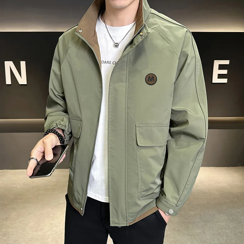 Mode décontracté hommes vêtements de travail veste de haute qualité respirant confortable col montant hommes vêtements tendance chaude Roupas Masculinas