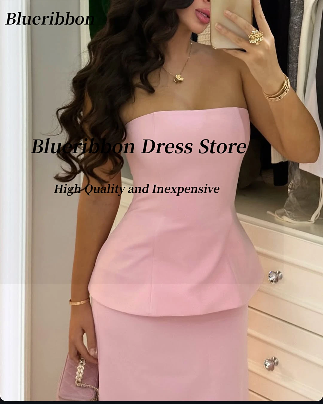 Blueribbon simples vestidos de baile sem alças zíper voltar festa de casamento vestido de dama de honra bainha longa vestidos de noite personalizados