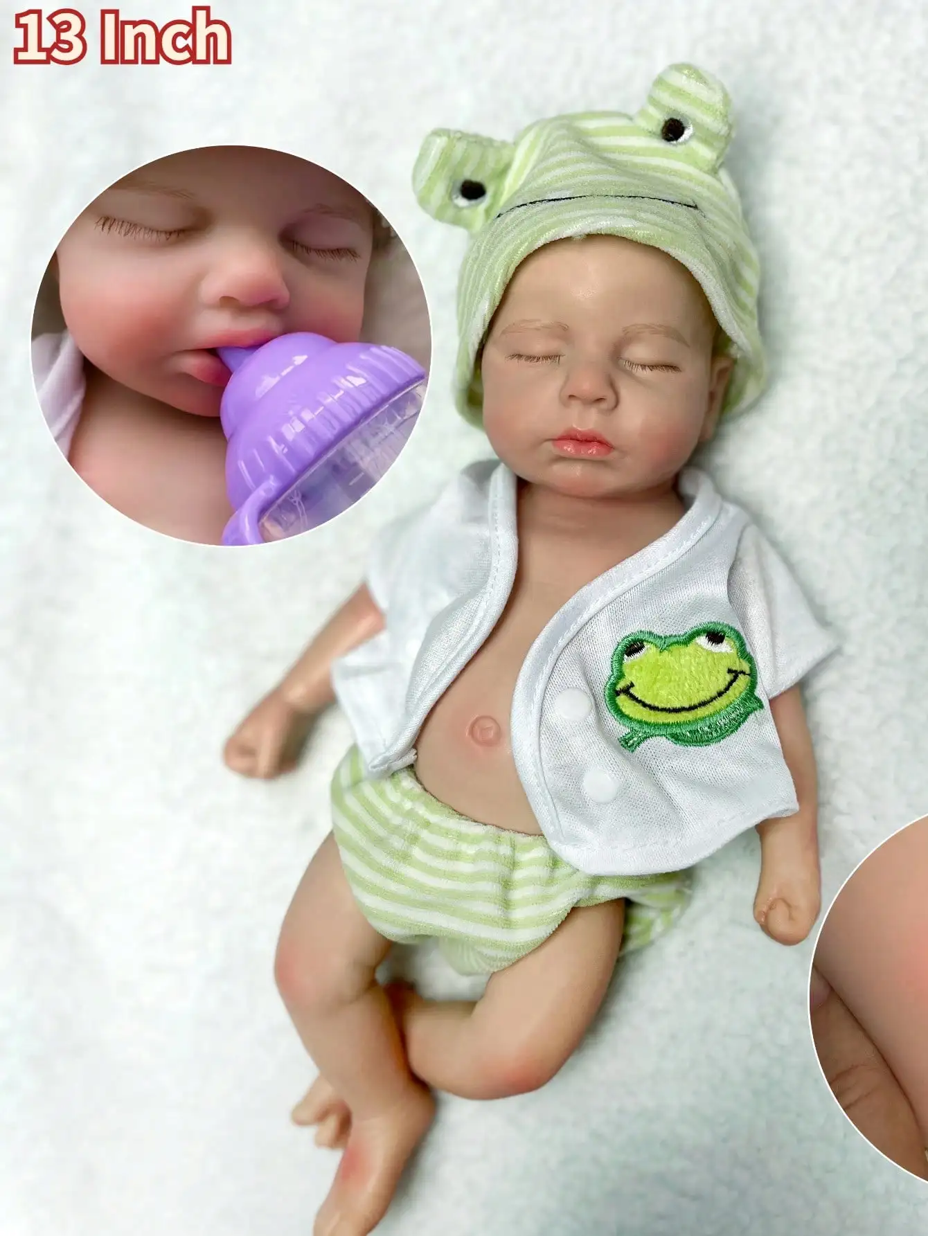 13 Inch Loulou! 3D Painted, Adorable Pascale Solid Silicone Reborn Baby Doll - Bebe Newborn, Available as Girl or Boy