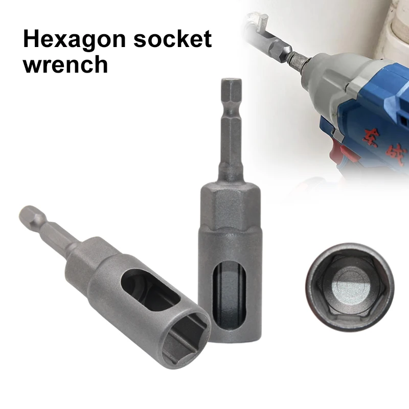Deep Open End Hex Socket Bit for Hooks Wing Nuts High Carbon Steel Impact Rated Slotted Socket for Power Drill Tight Space