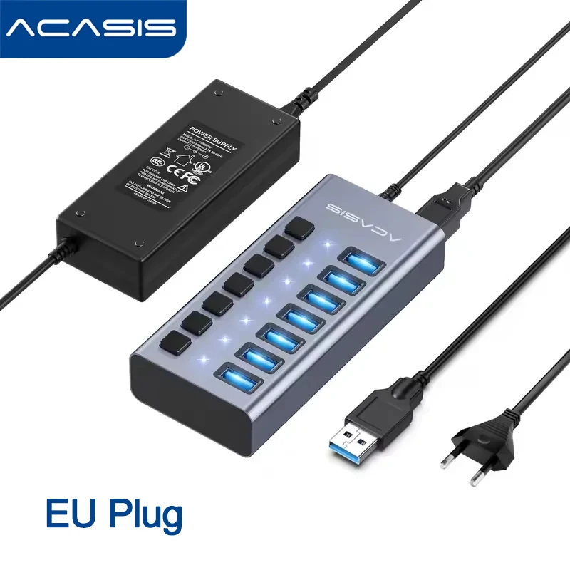Acasis USB Hub 10Gbps Aluminum 7/10/13/16 Port USB Splitter USB
