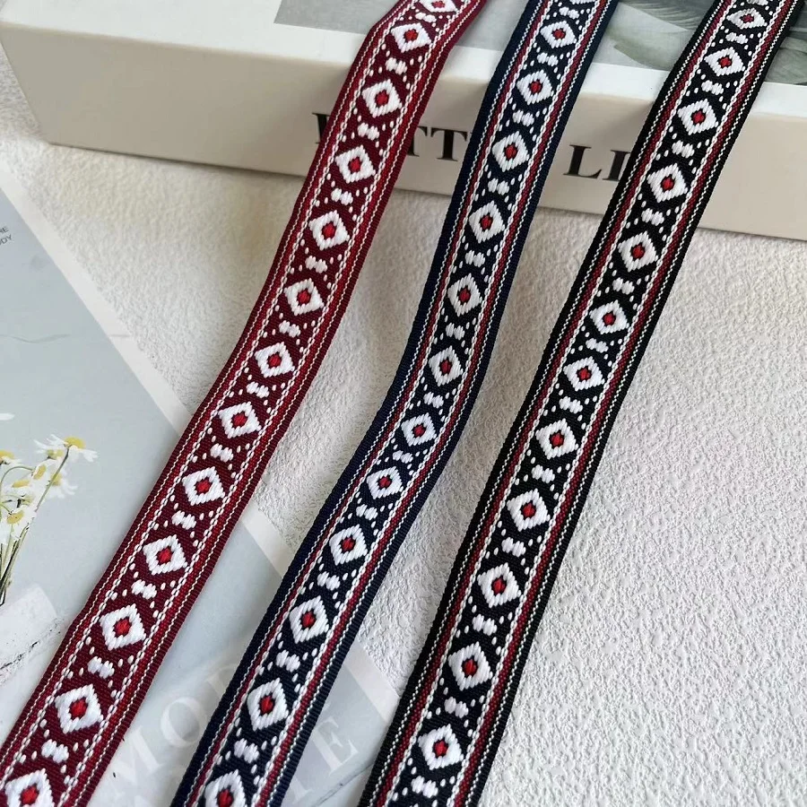 10 Yards/lot Ethnic Style Webbing Woven Jacquard Ribbon Geometric quadrilateral For Garment Accessories LS-2269 Width 1.7-2 CM