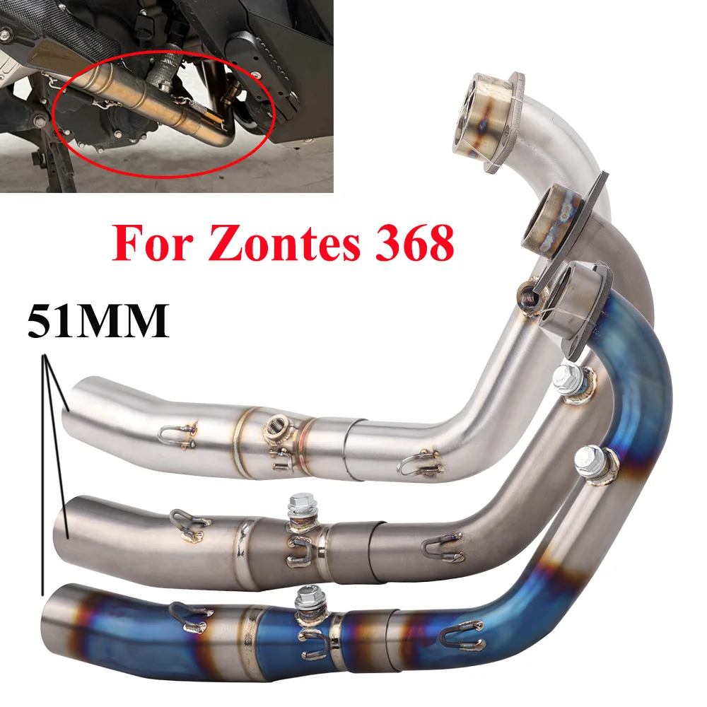 

51mm Pipe For Zontes 368G/E/D/K/M 2024-2025 Motorcycle Exhaust Slip On Front Link Pipe Escape ZT368 Exhaust