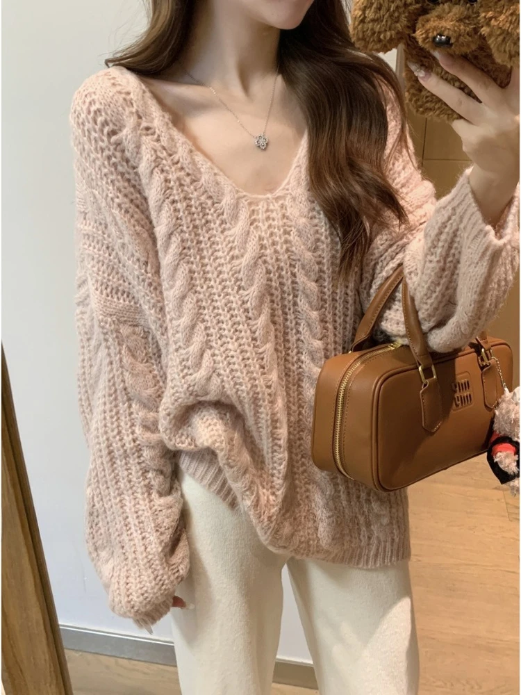 

Y2K Harajuku Эстетический женский вязаный свитер, свободный повседневный пуловер с длинными рукавами в корейском и американском стиле, осень-зима 2021, одежда