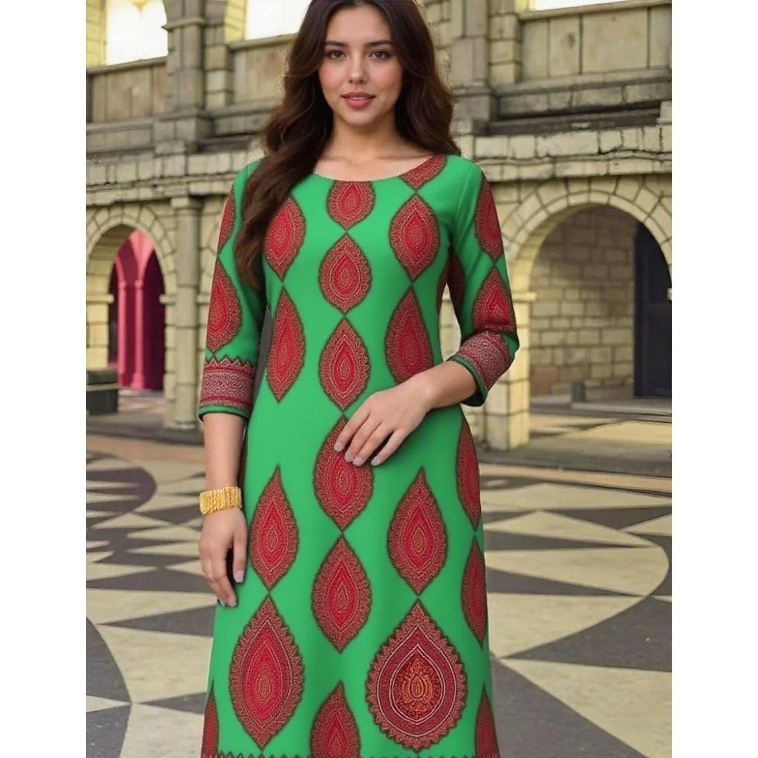 فستان مسلم كورت نسائي عصري بحاشية مستقيمة فستان نسائي على شكل فيل غير رسمي عباية تركية Abito Donna Musulmana #4