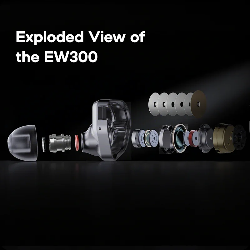 SIMGOT EW300 1DD+1Planar+1PZT Hybrydowy sterownik IEM Słuchawki HIFI z odłączanymi dyszami Posrebrzany kabel OFC IEM dla muzyka — zdjęcie produktu 5