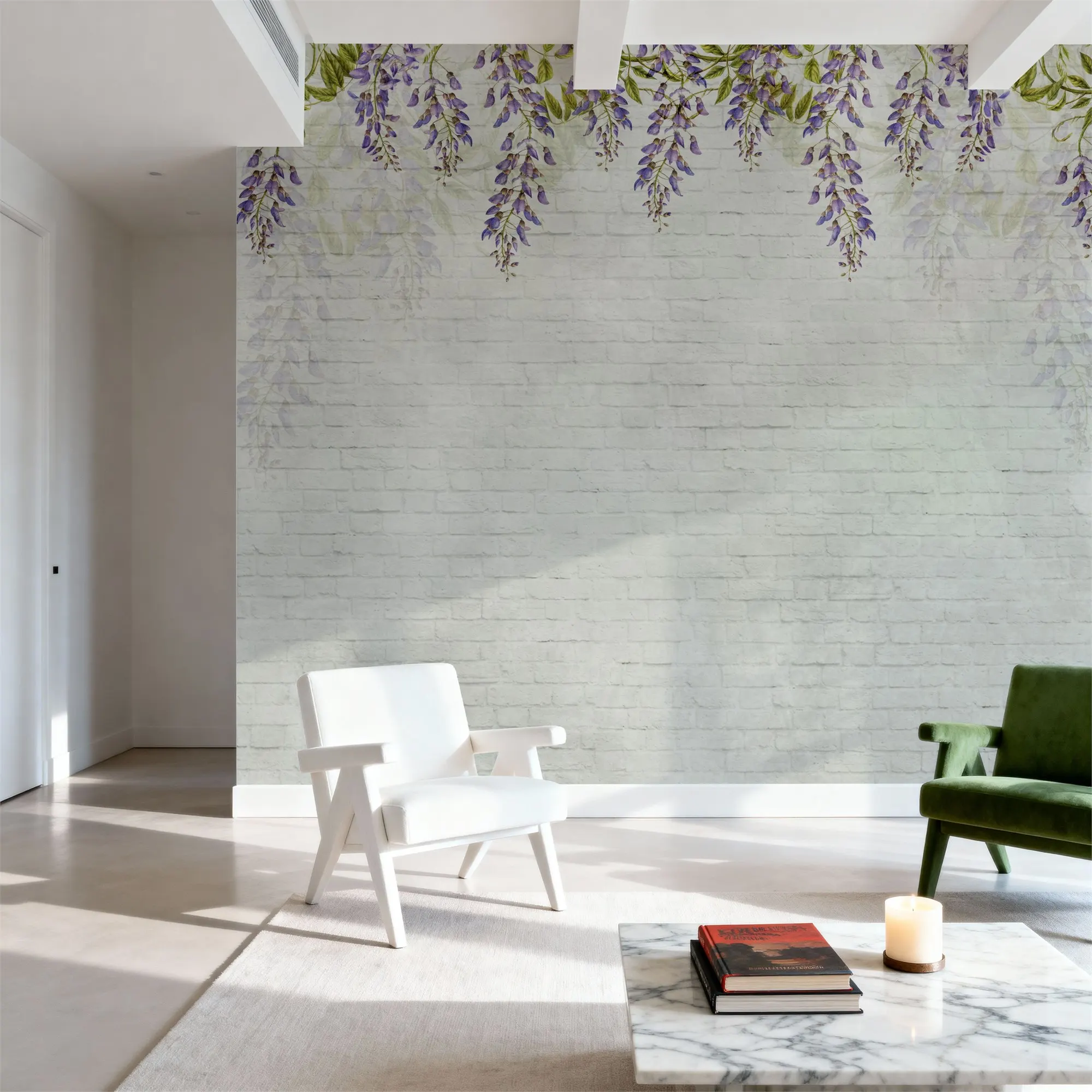 Custom Welcome to our Theatre White Bricks Large Peel and Stick Mural Wall Decor