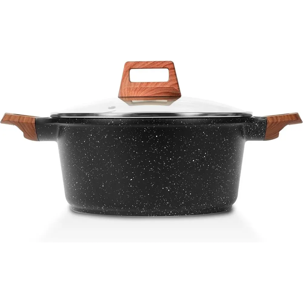 

Nonstick Stock Pot with Lid, 7 Quart Granite Casserole Large Soup Pot Pasta Cooking Pot, Induction Compatible, PTE & POA ree, Bl