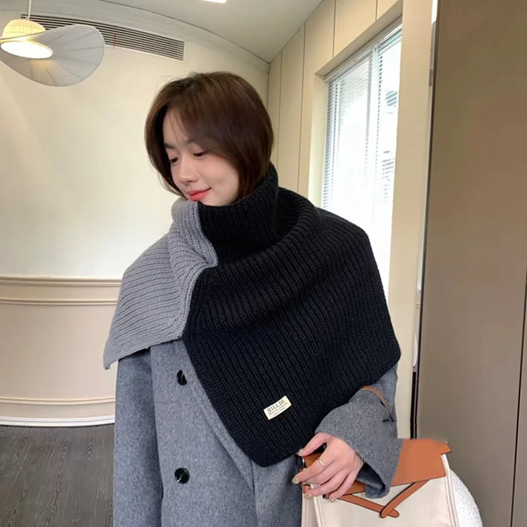 

Пуловер, шарф, женский осенне-зимний новый вязаный шерстяной зимний теплый высококачественный шарф, универсальная шаль с высоким воротником