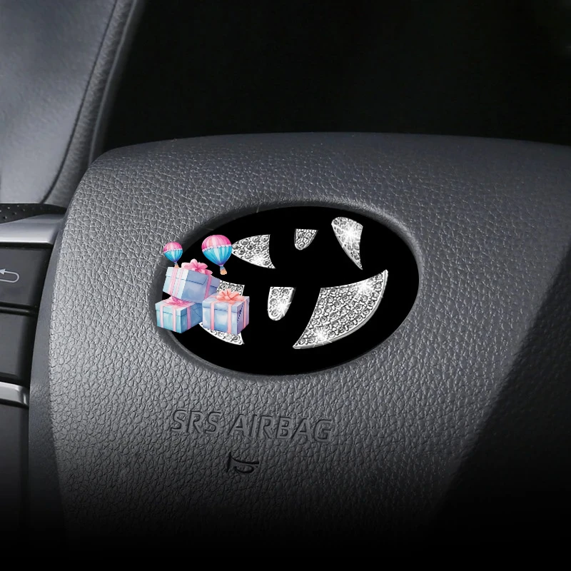 New Fits 1pc Car Steering Wheel Sticker Crystal Diamond Decal Fits For Chr Auris Raize Rav4 Yaris Cross Corolla Decorative Acc
