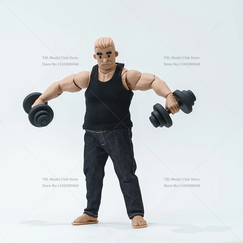 جينز بمقياس 1/12 1/10 مع حزام خصر مطاطي ملابس رجالية بدون أكمام من Vset للجسم السمين NT03 مقاس 6 بوصات لجندي الحركة #6