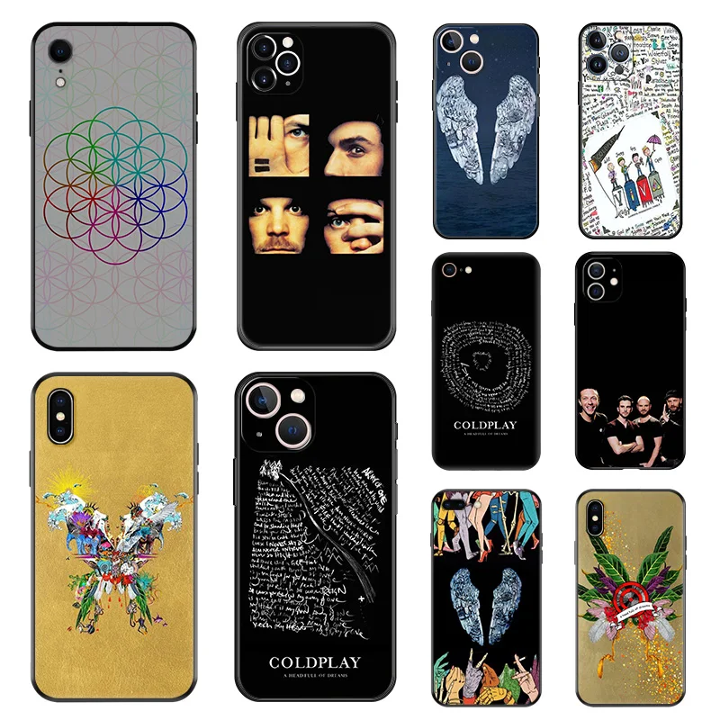 Matte Phone Case For iPhone 15 Pro Max 14 12 11 13 Mini 7 8 Plus XS SE 2022 X XR 14Pro Coldplay Band Black Soft Cover