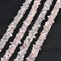 Sewing Trim Hot Fix Rhinestone Lace Tape Crushed Stone Beaded Ribbon Crystal Crafts For Clothing Shoes Decoration Belt Accessory