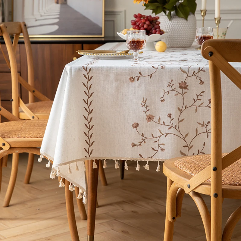 Rustic Pastoral Style Cotton Linen Tablecloth Rectangular Waterproof Table Cover For Kitchen Dining Table Desk Decoration