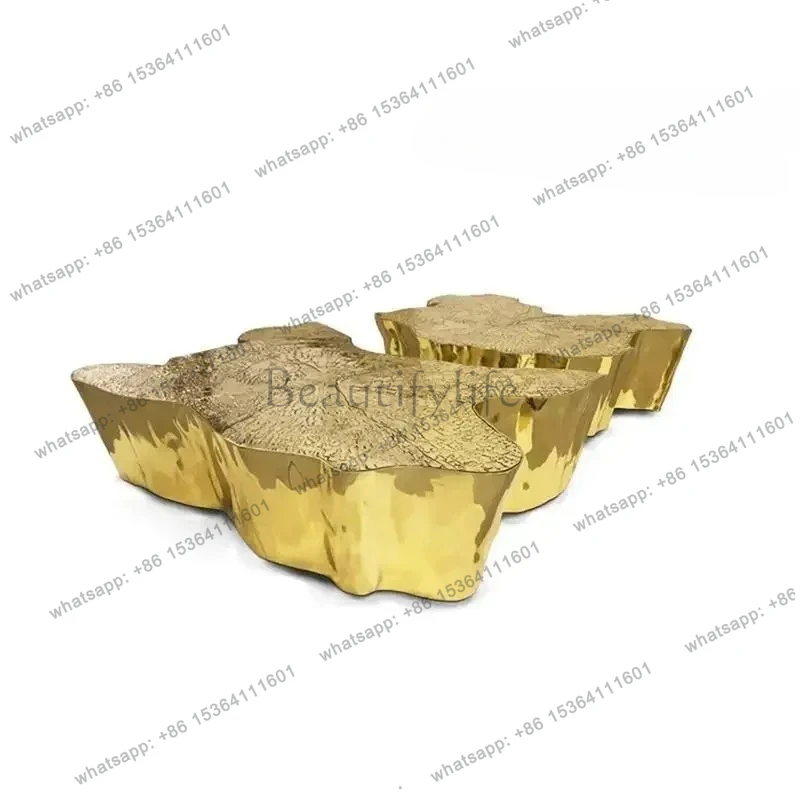 

LXSimple modern stainless steel special-shaped coffee table designer creative metal light luxury tree root coffee table