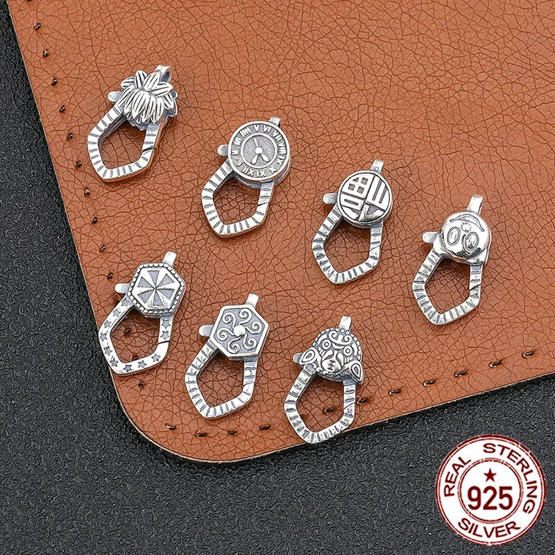 

S925 sterling silver spring buckle retro handmade DIY accessory Bracelet necklace Connecting buttons