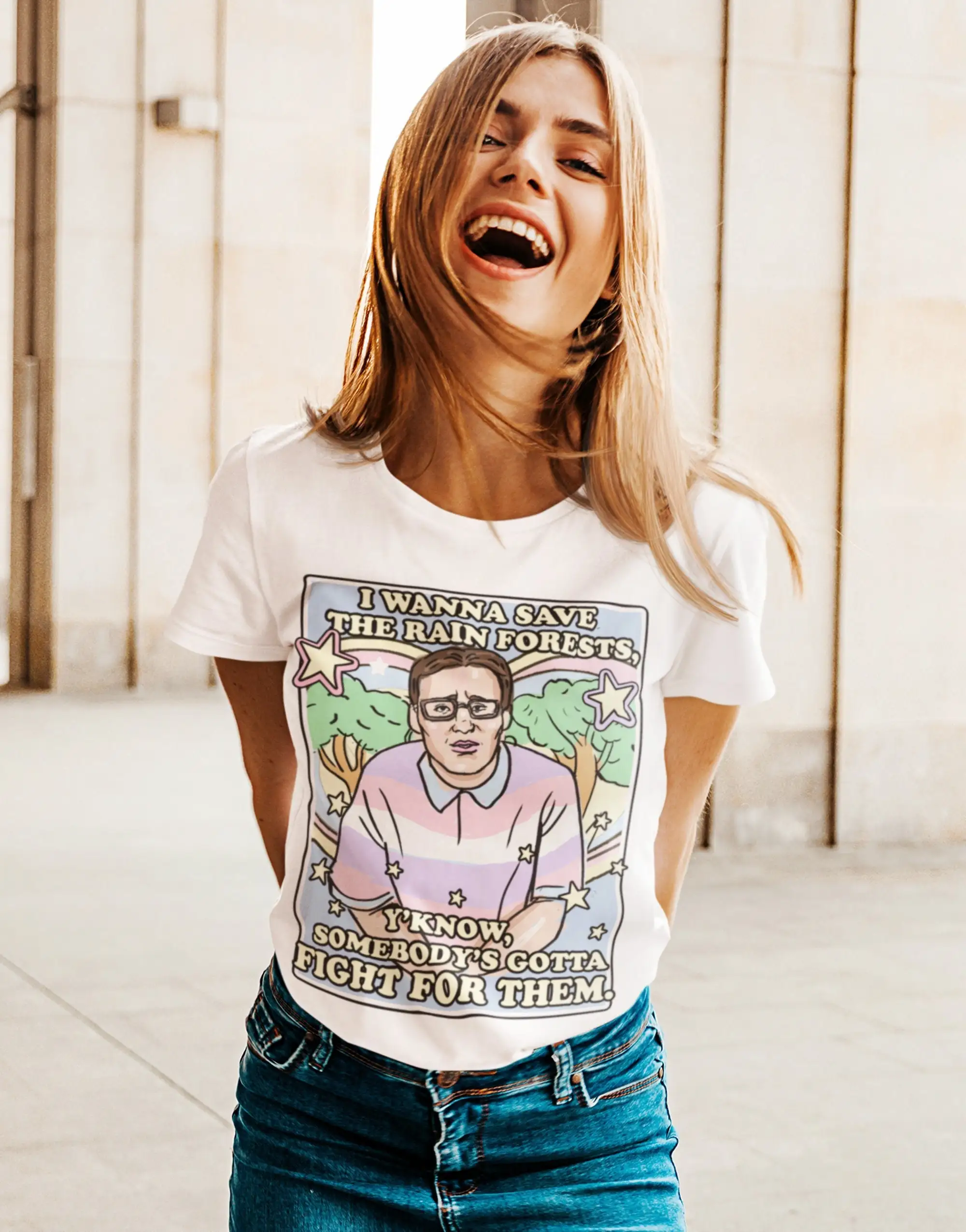

I wanna save the rain forests shirt 80s vintage pastel