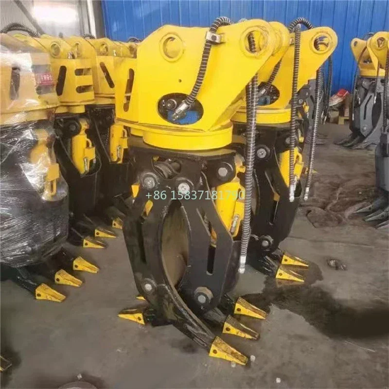 Hydraulic Timber Grab Wood Grabber Rotating Forestry Machine Wood Log Grapple Crane FireWood Chipper Grabber Attachment Price
