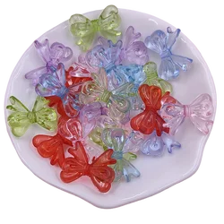 20PCS 15*19mm Acrylic Multicolor Transparent Bow Beads DIY Handmade Jewelry Making Accessories Material Wholesale