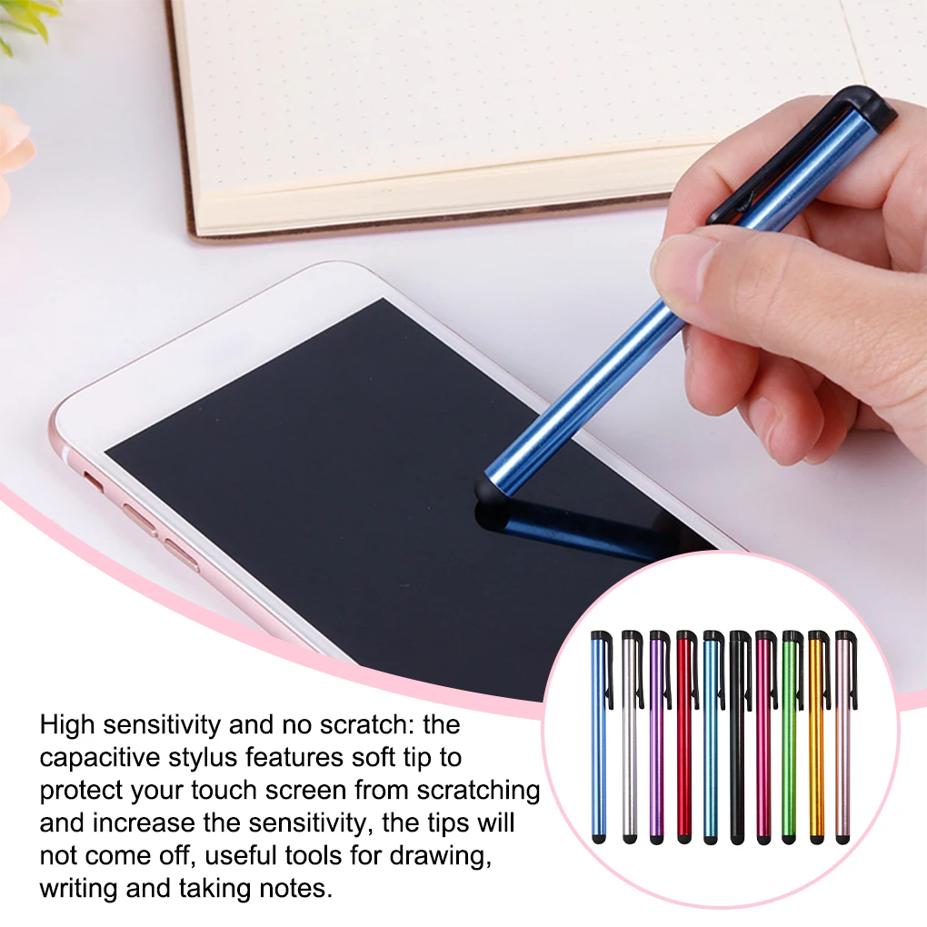 10 Pieces Touch Screen Pen Soft Head Universal Mobile Phone Tablet Laptop Capacitive Pencil Portable Clip Drawing