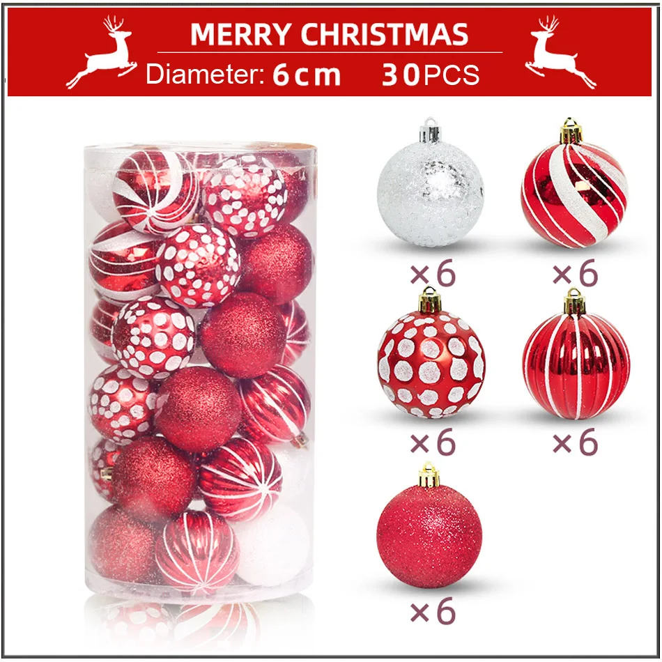 30 Pcs set 6cm Christmas Electroplated Balls Decoration Scene Layout Christmas Tree Decoration Pendant Christmas Pendant BAll