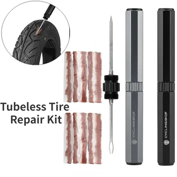 自転車チューブレスタイヤ修理キット MTB バイクタイヤプラグパンクフラット修正パッチ修理ゴムベーコンストリップと挿入ツールセット