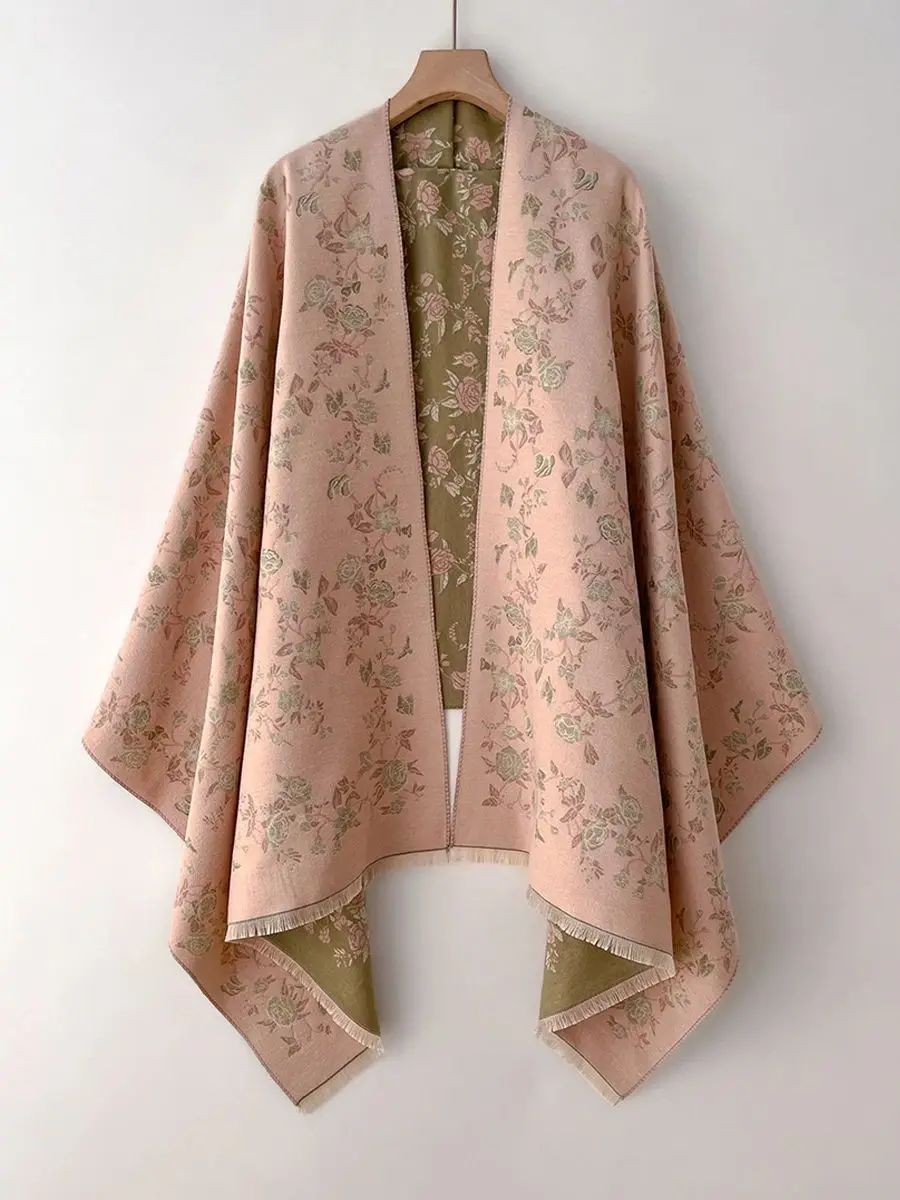 Châle chaud en Imitation cachemire pour femmes, cape de Style ethnique, foulards à la mode, imprimé Floral, résistant au froid et au vent