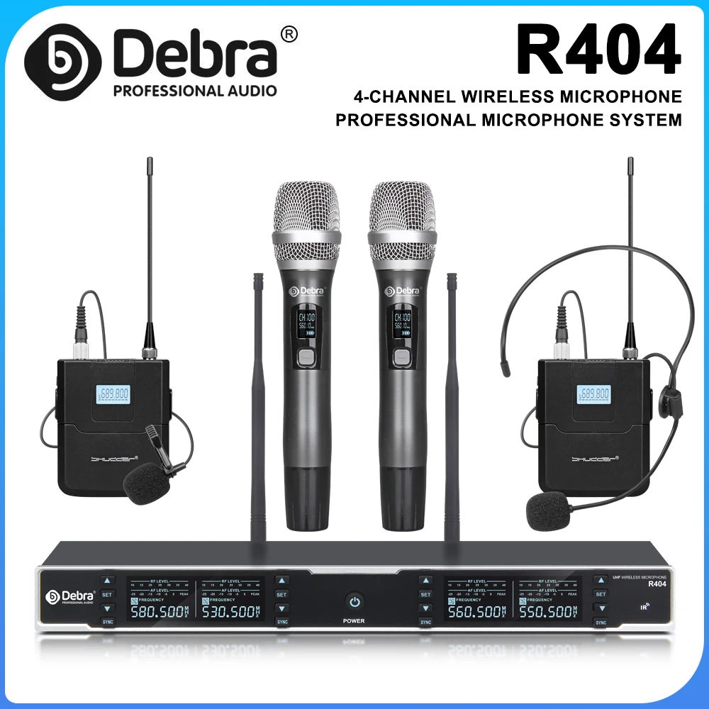 R404 UHF professional wireless handheld microphone system, all-metal microphone, signal stability, for event performance