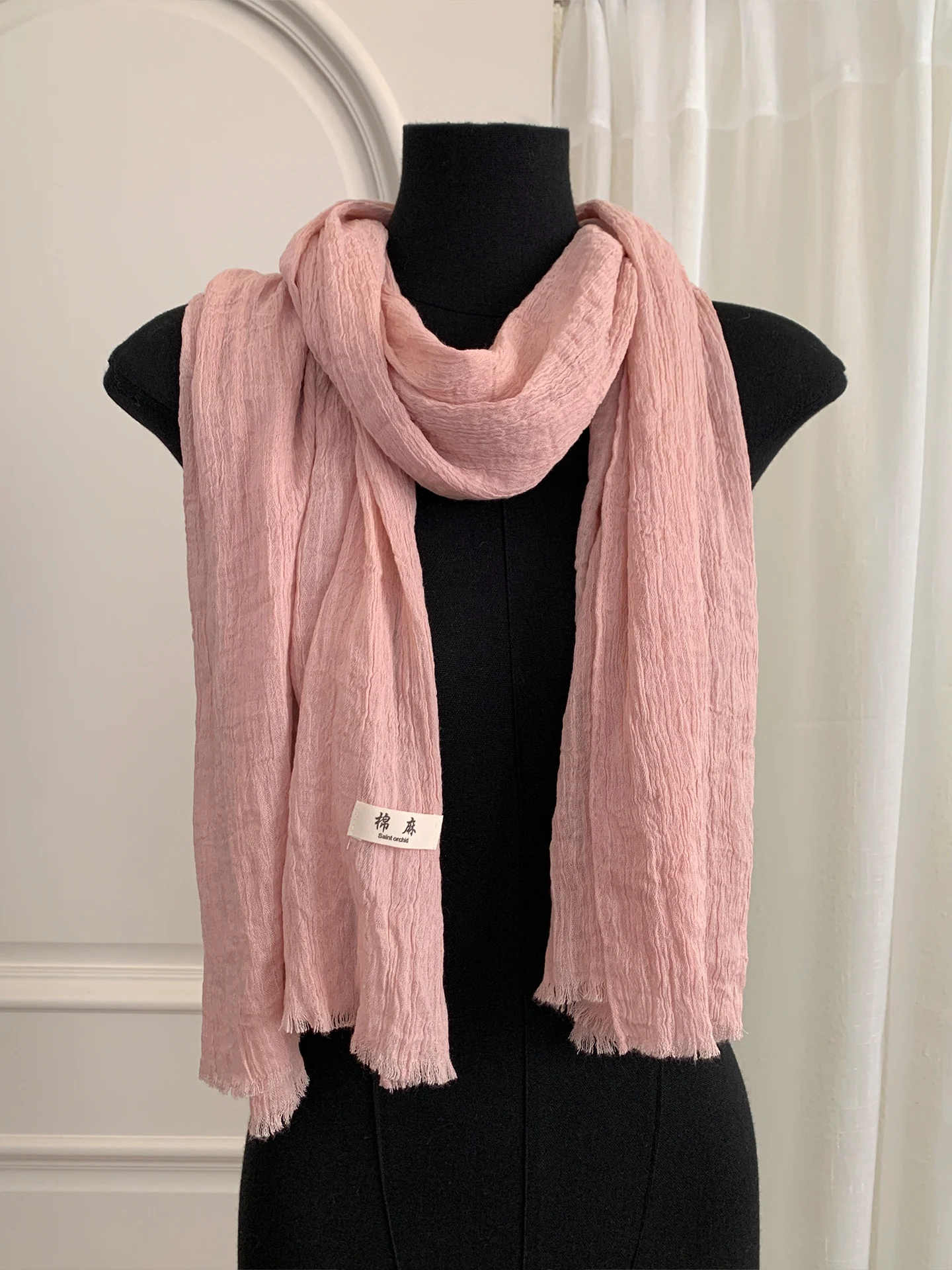 Retro Pure Color Cotton Linen Long Scarf Women's Fashion High-End Thin Silk Scarf Air Conditioned Room Shoulder Wrap Outerwear