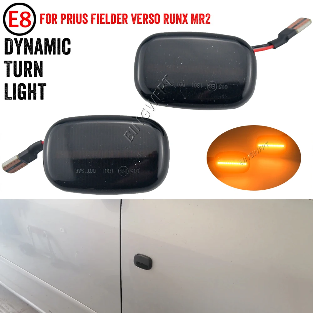 2pcs Dynamic Led Side Marker Flowing Turn Signal Light Panel Lamp For Toyota 1992-2007 Corolla E10/E11/E12