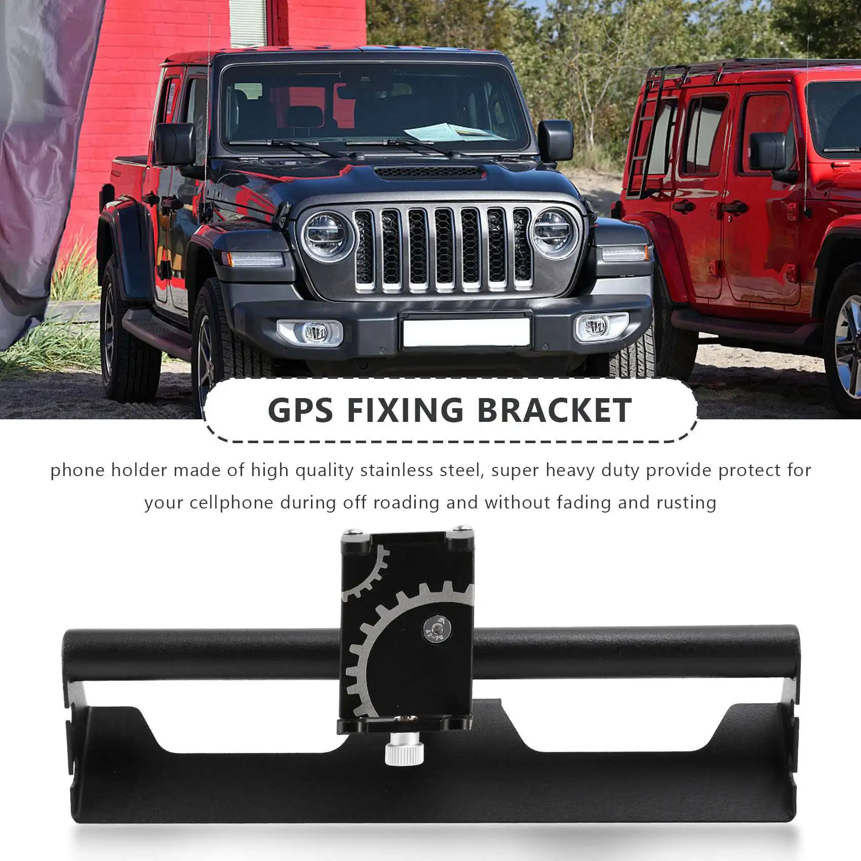 Dashboard Mobil Mount Ponsel Pemegang Braket Telepon Stainless Steel untuk Jeep Wrangler JK JKU 2 Pintu 4 Pintu 2011-2017